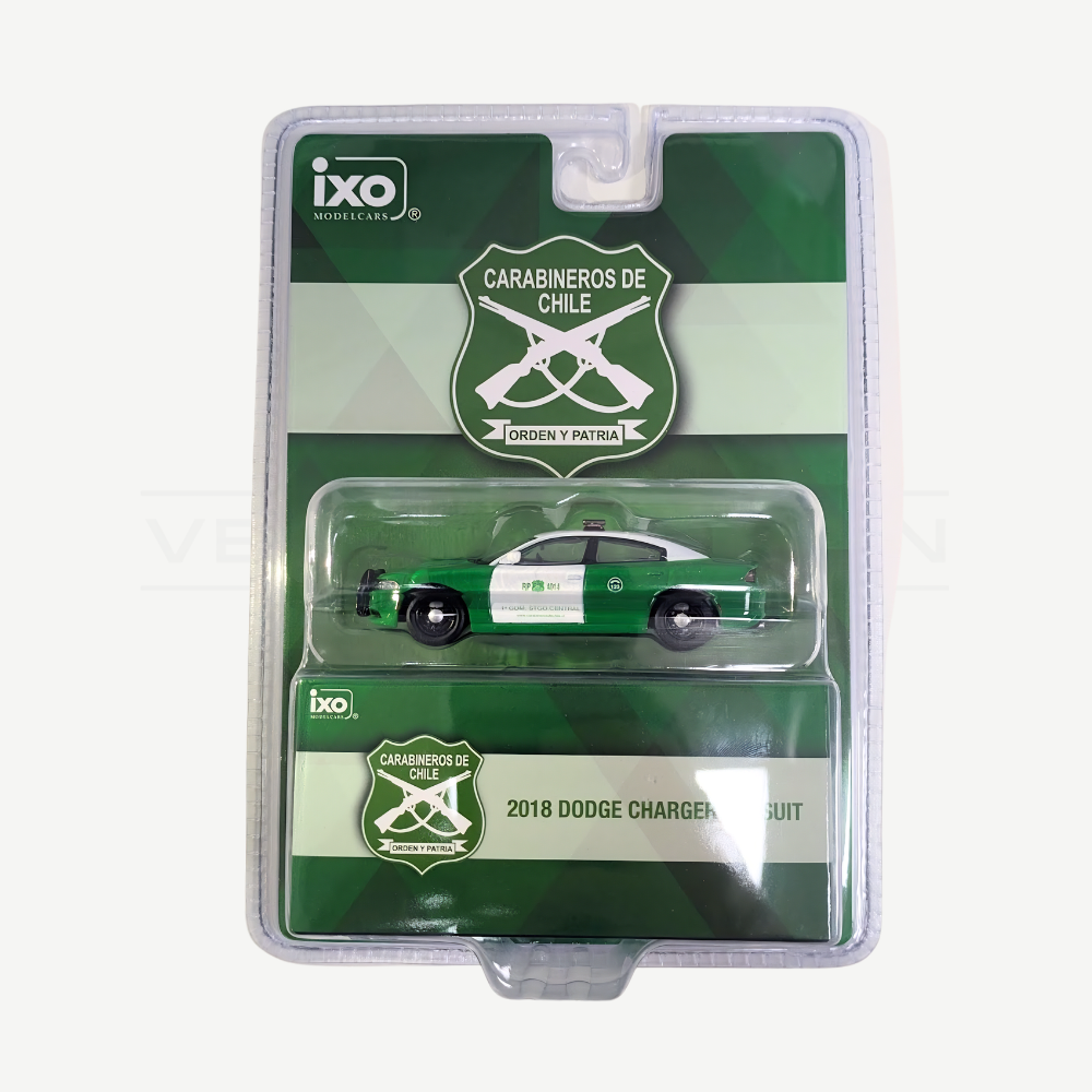 Auto a Escala Dodge Charger 2018 1:64 Verde con Blanco - Carabineros de Chile