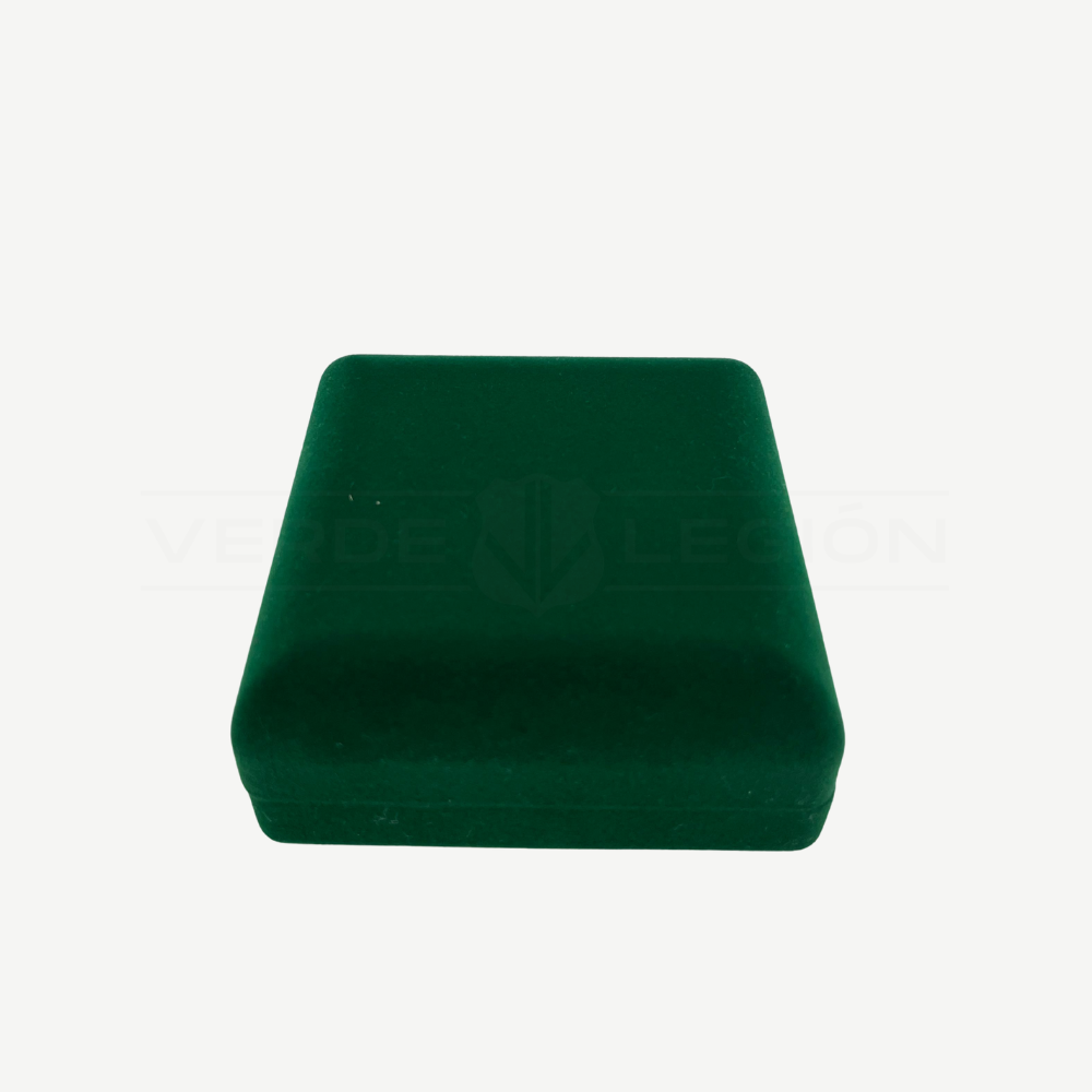 Caja Terciopelo Verde Para Monedas 7cm con Logo Carabineros