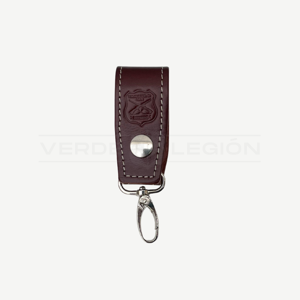 Llavero de Cuero al Cinturón Tipo Mosquetón Escudo Carabineros