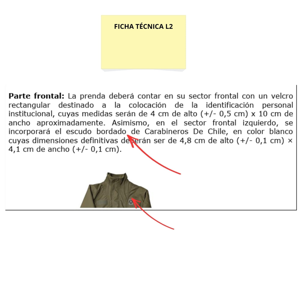 Casaca Gama Unisex (Modelo Reglamentario L2) Carabineros