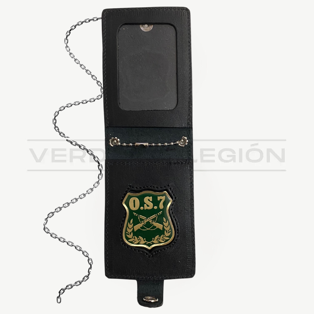 Porta Tipcar Cuero Para Placa OS7 Negra Carabineros