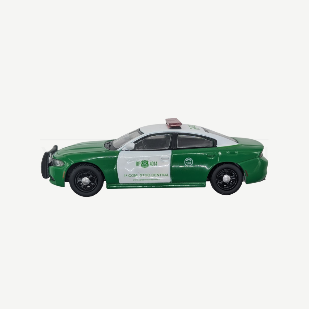 Auto a Escala Dodge Charger 2018 1:64 Verde con Blanco - Carabineros de Chile