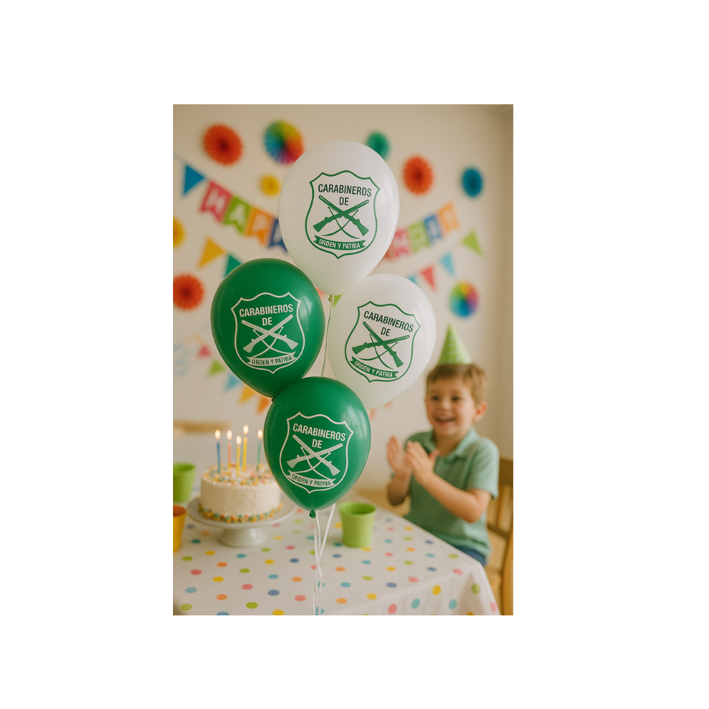 Globos Escudo Carabineros Pack de 12 Unidades