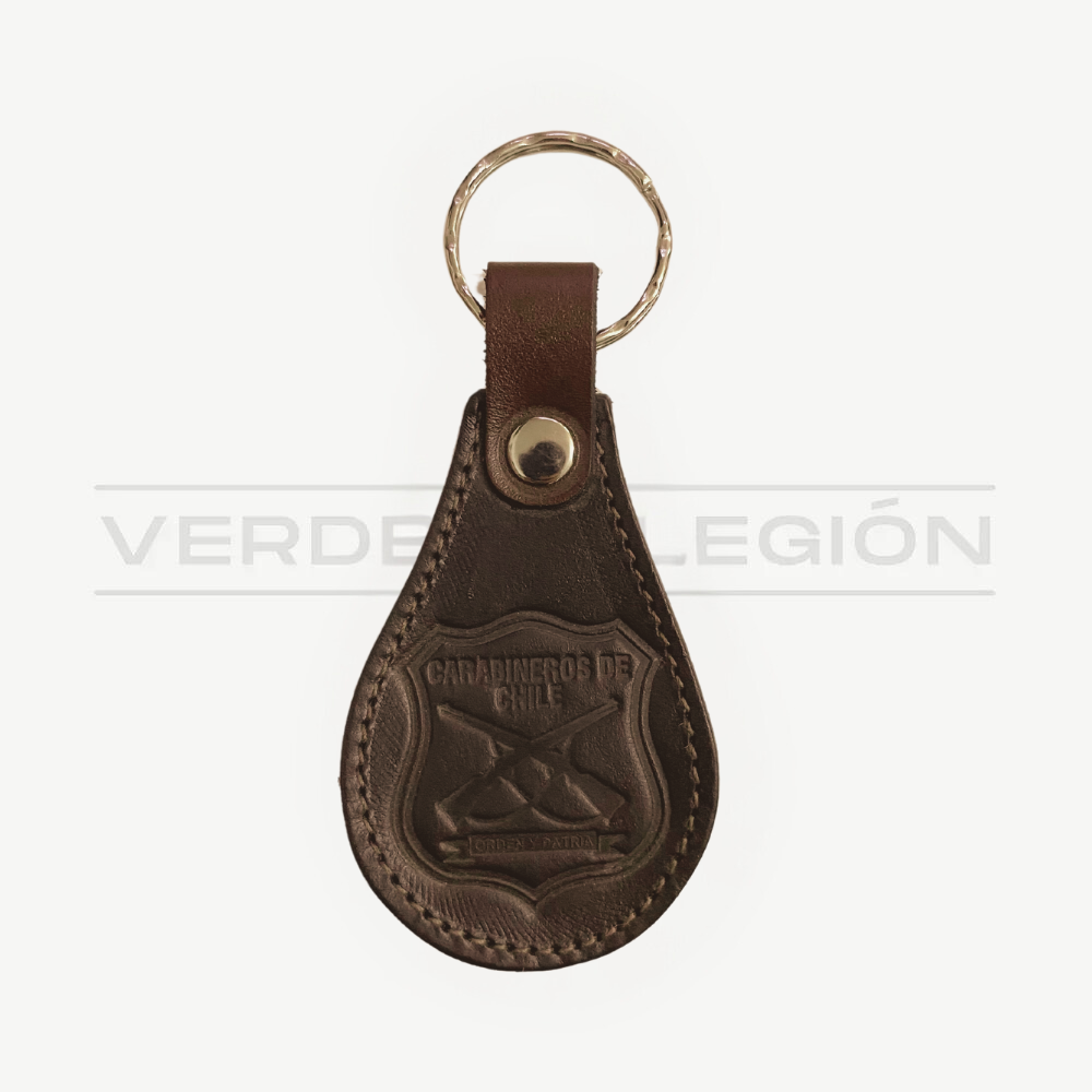 Llavero de Cuero Simple Escudo Carabineros