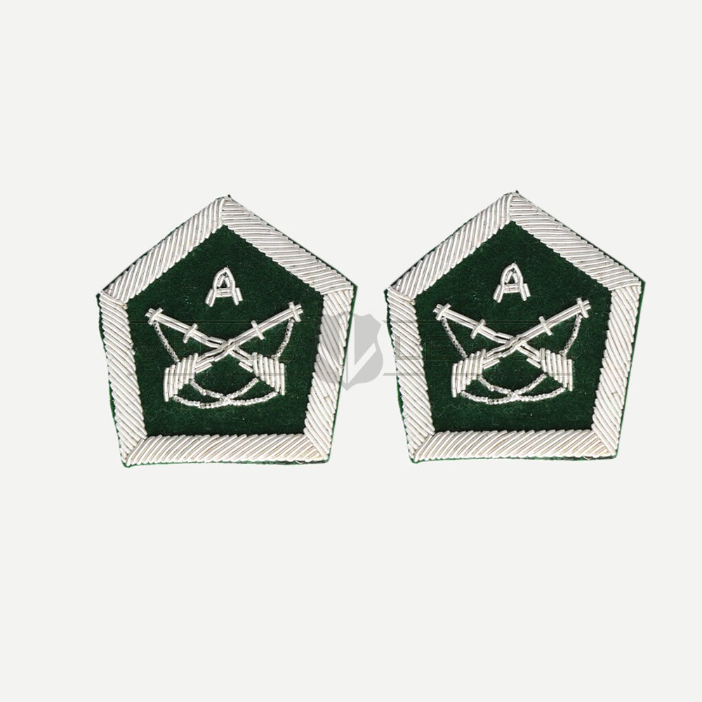 Parche Terciopelo Carabinas Hilo de Plata Oficial Jefe Letra A (Pentágono) Carabineros