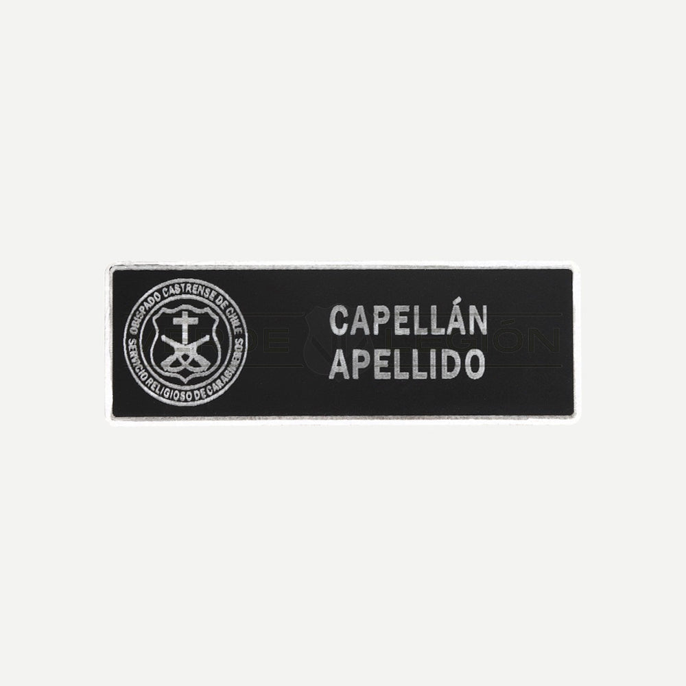 Placa de Acrílico Capellán y Apellido Carabineros (NEGRO)