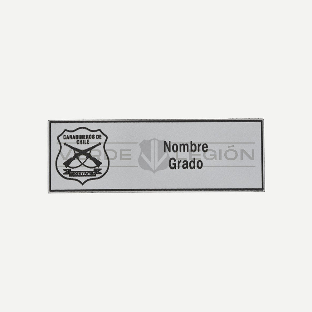 Placa de Acrílico Nombre y Grado Sanidad Carabineros (GRIS)