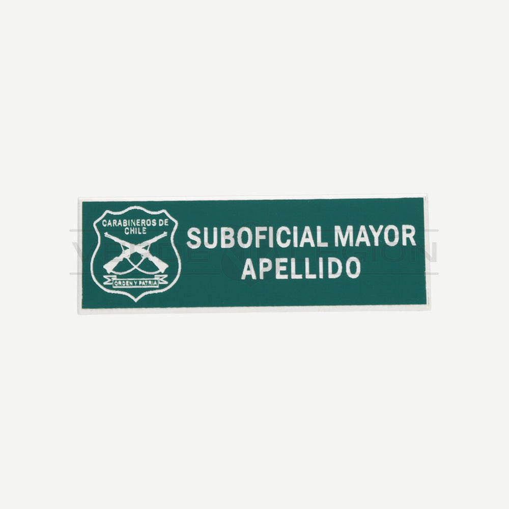 Placa de Acrílico Nombre y Grado Suboficial Mayor Carabineros