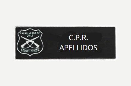Placa de Acrílico Grado y Apellido Personalizable Carabineros (NEGRO)