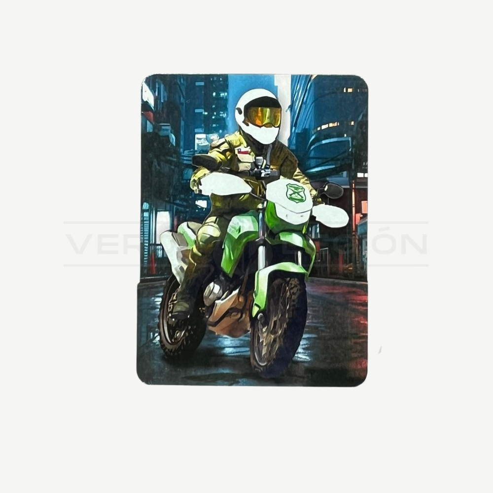 Imán Motorista Carabinero de Madera para Refrigerador