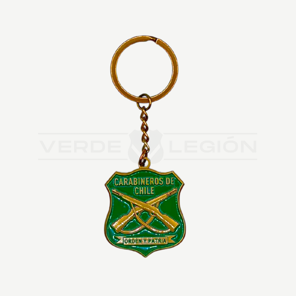 Llavero Metálico Verde Escudo Carabineros