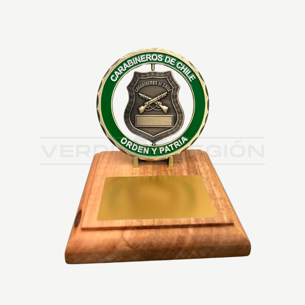 Galvano Moneda Giratoria Personalizable de Escritorio Carabineros