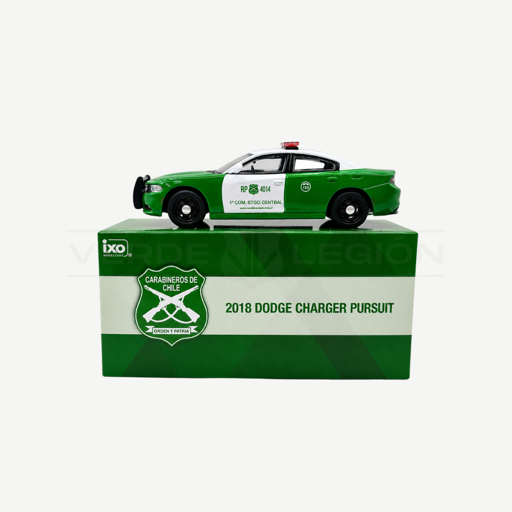 Auto a Escala Dodge Charger 2018 1:64 Verde con Blanco - Carabineros de Chile