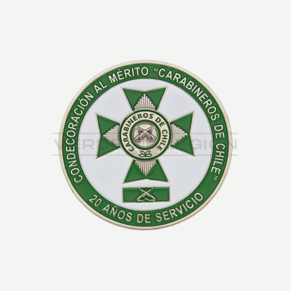 Moneda de Colección 20 Años de Servicio en Carabineros