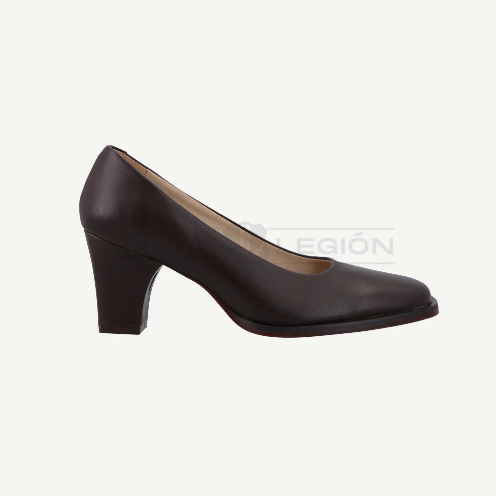 Zapato de Cuero con Taco Femenino Café Calzarte Carabineros
