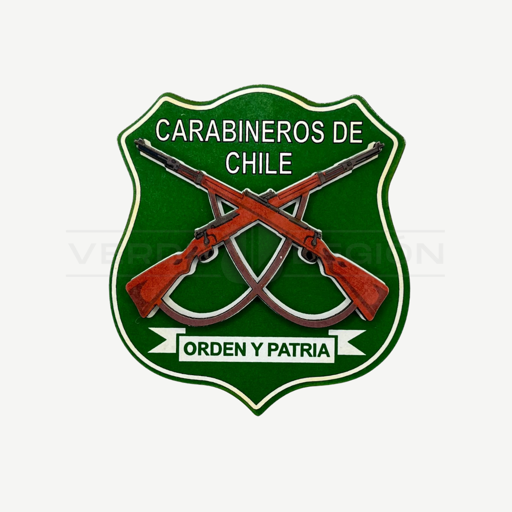 Imán Escudo Institucional Carabineros de Madera para Refrigerador