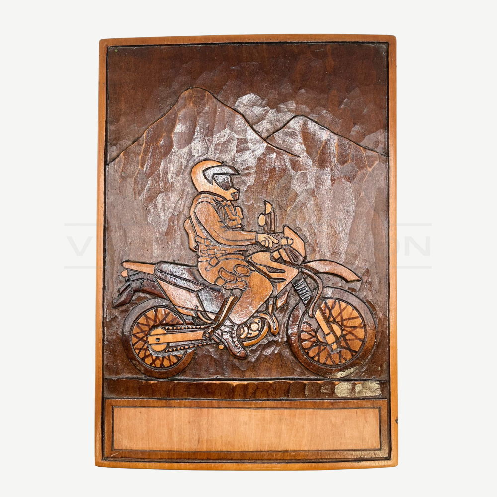 Cuadro de Madera Motorista Carabineros