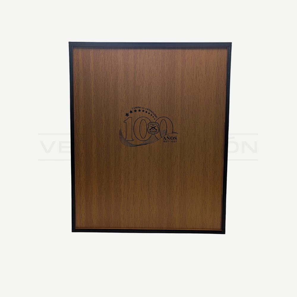 Caja Madera para Botella y Porta Copa Escudo Carabineros Centenario