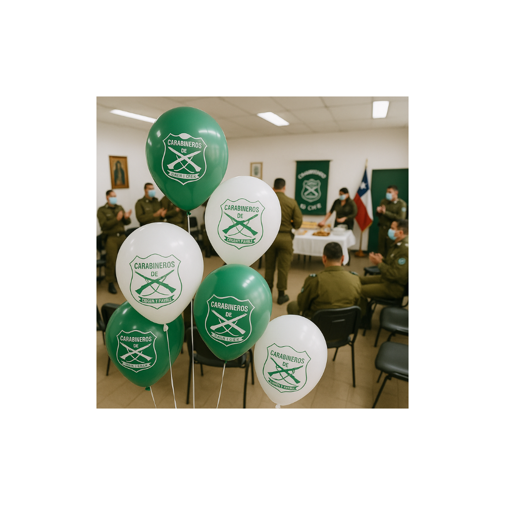 Globos Escudo Carabineros Pack de 12 Unidades