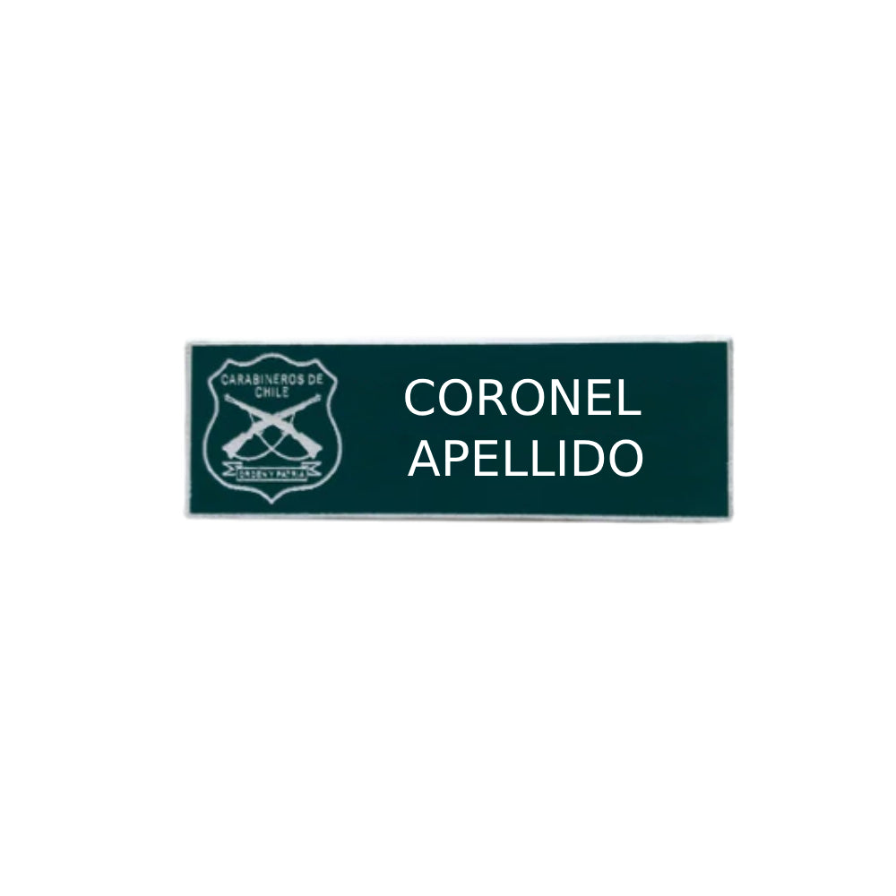 Placa de Acrílico Nombre y Grado Coronel Carabineros