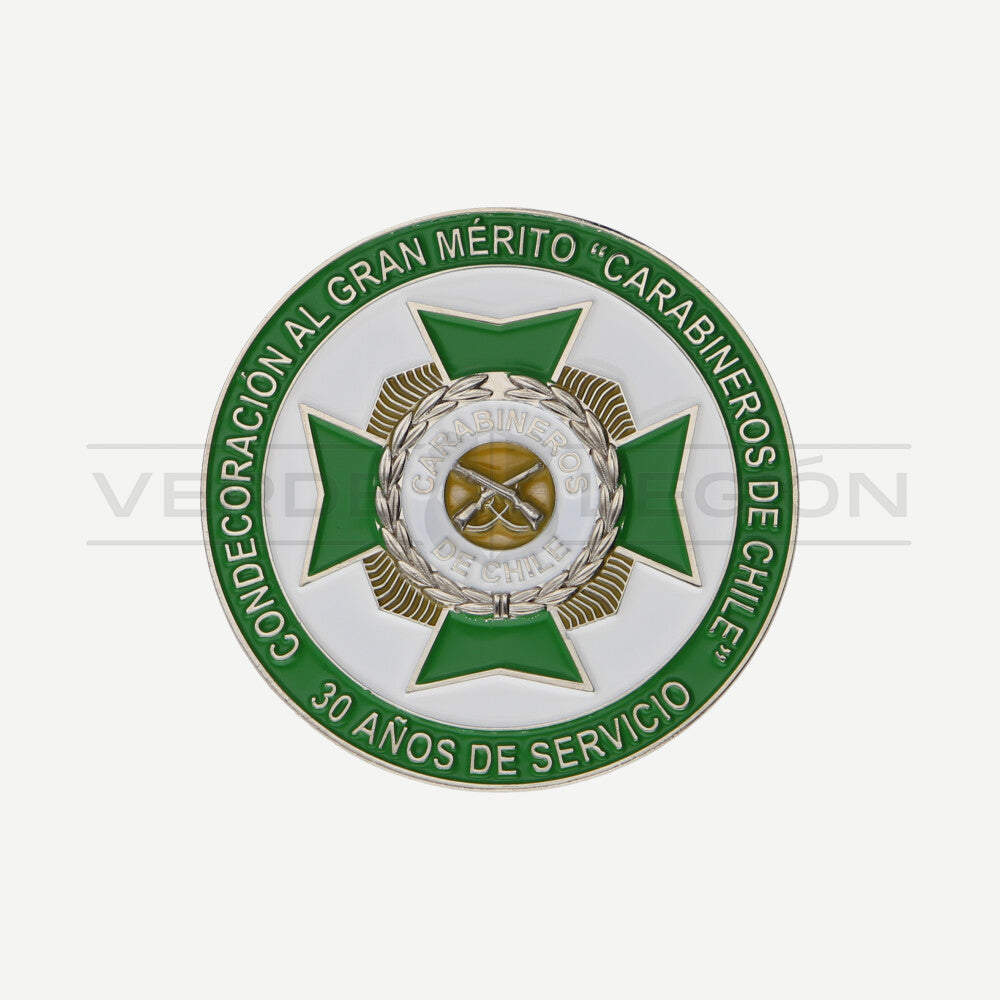 Moneda de Colección 30 Años de Servicio en Carabineros